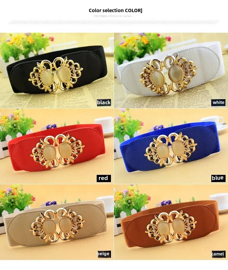 Manufacturers wholesale fashion ladies elastic wide girdle down jacket casual elastic belt sweater k-style decorative belt