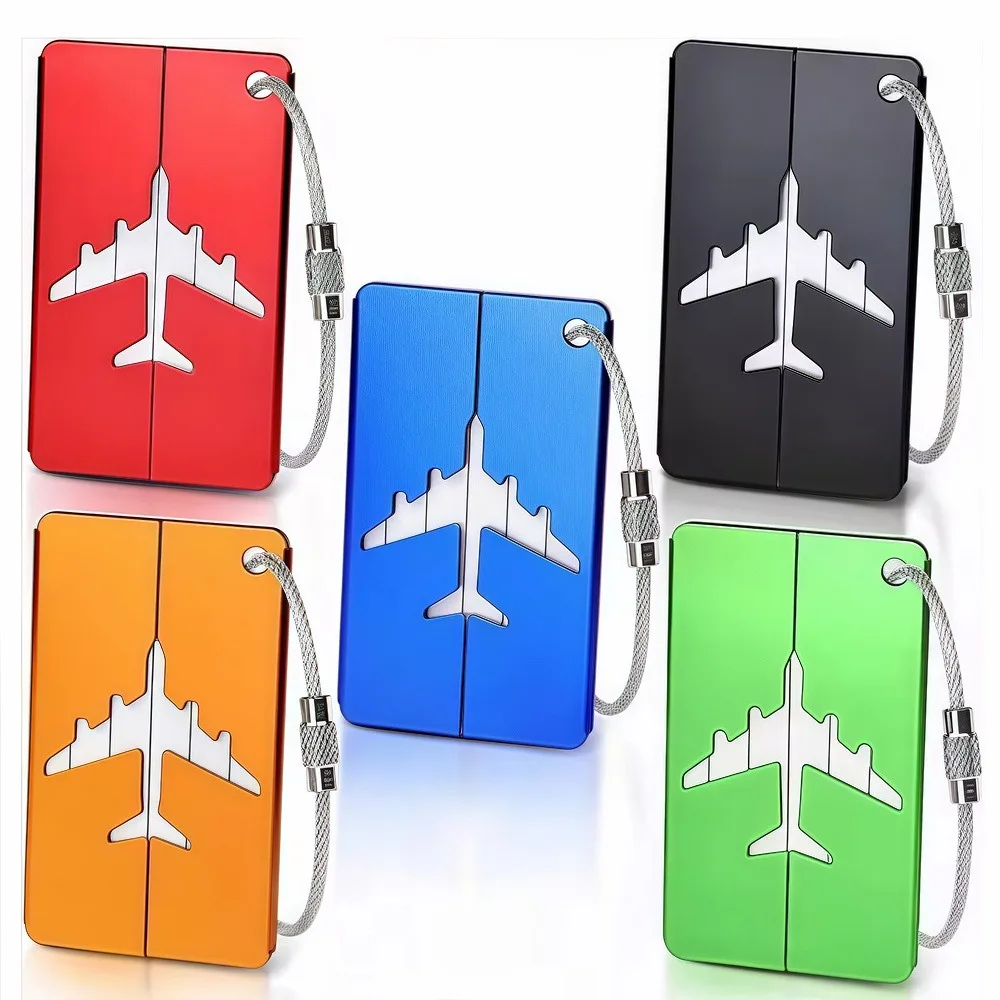 Aluminum Alloy Travel Luggage Tag Hanging Tag Suitcase Tag Plane With Name ID Cards Anti-lost Solid Color Travel Accessories.zmt