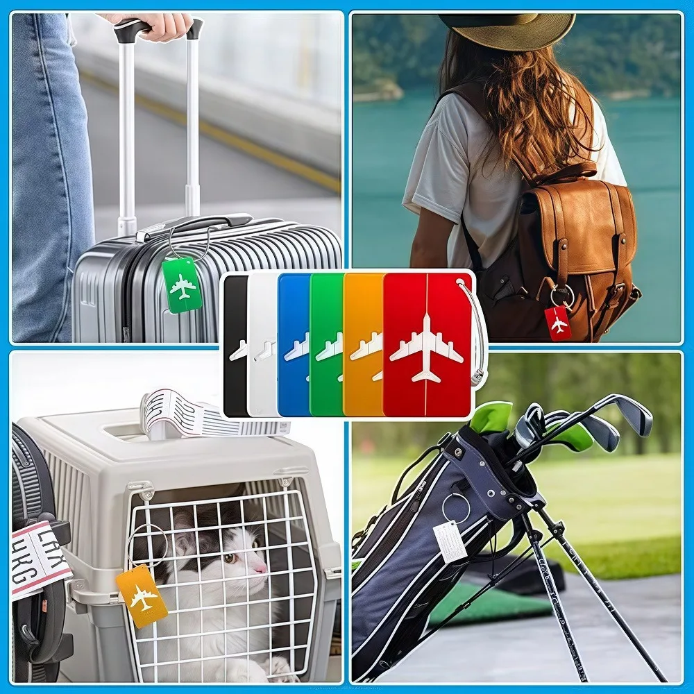 Aluminum Alloy Travel Luggage Tag Hanging Tag Suitcase Tag Plane With Name ID Cards Anti-lost Solid Color Travel Accessories.zmt
