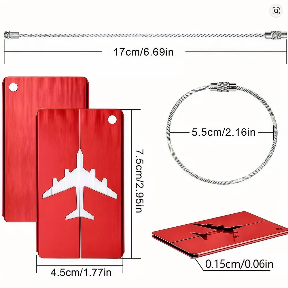 Aluminum Alloy Travel Luggage Tag Hanging Tag Suitcase Tag Plane With Name ID Cards Anti-lost Solid Color Travel Accessories.zmt