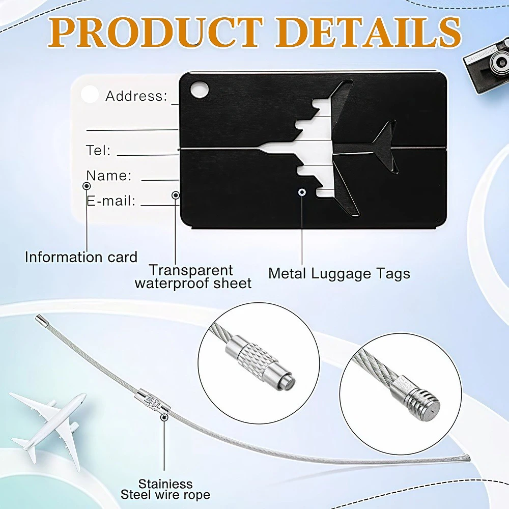 Aluminum Alloy Travel Luggage Tag Hanging Tag Suitcase Tag Plane With Name ID Cards Anti-lost Solid Color Travel Accessories.zmt