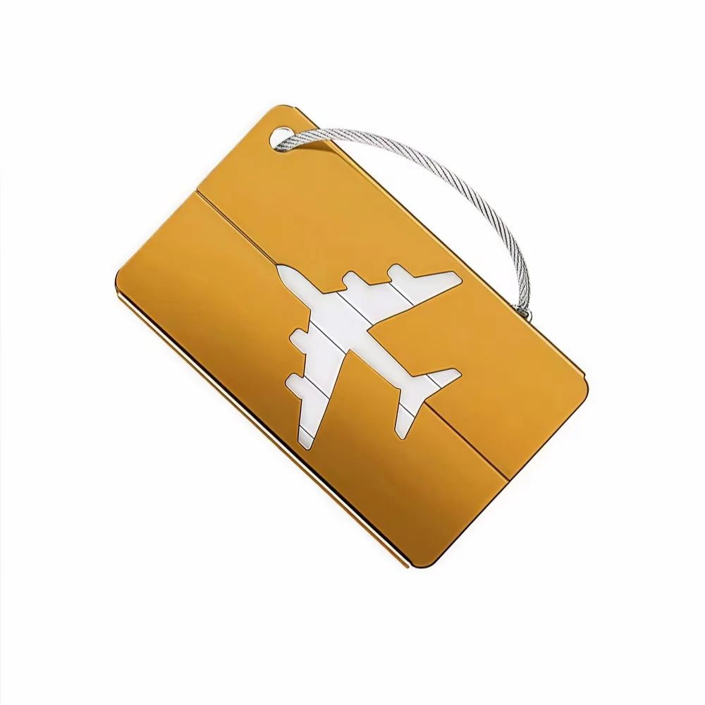 Aluminum Alloy Travel Luggage Tag Hanging Tag Suitcase Tag Plane With Name ID Cards Anti-lost Solid Color Travel Accessories.zmt