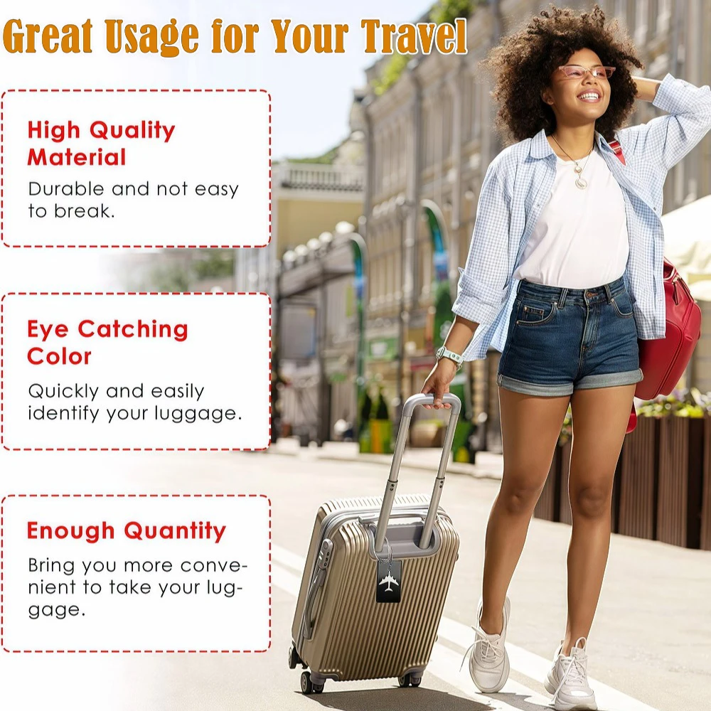 Aluminum Alloy Travel Luggage Tag Hanging Tag Suitcase Tag Plane With Name ID Cards Anti-lost Solid Color Travel Accessories.zmt