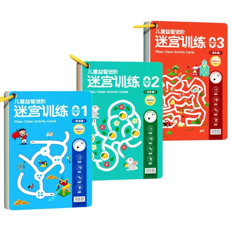 Concentration Maze Training Book Reusable Practice Copybook Pen Control Training Magical Montessori for Kids Education Book