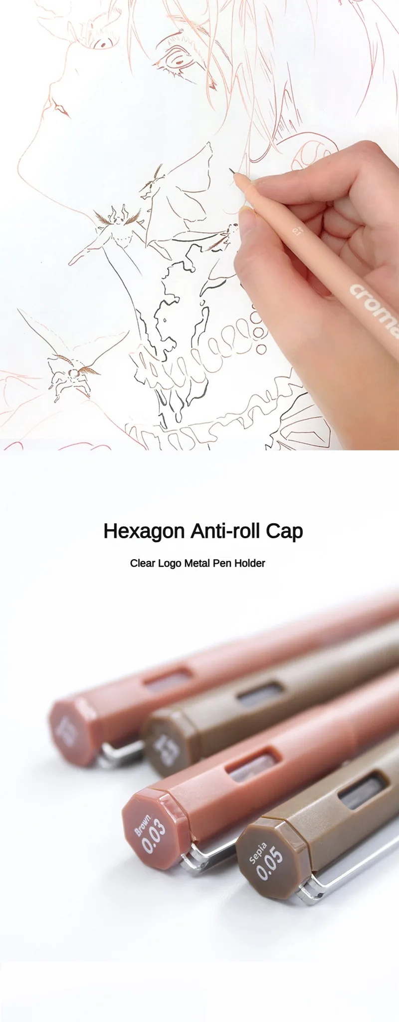 Croma Micro Needle Ballpoint Pen Painting Art Special Brush Color Marker Anime Waterproof Hook Pen Stationery School Supplies