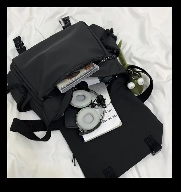 Youth Fashion Nylon Crossbody Bags for Women Handbags Shoulder Bag Large Capacity Solid Canvas Messenger Bag Girls School Bags