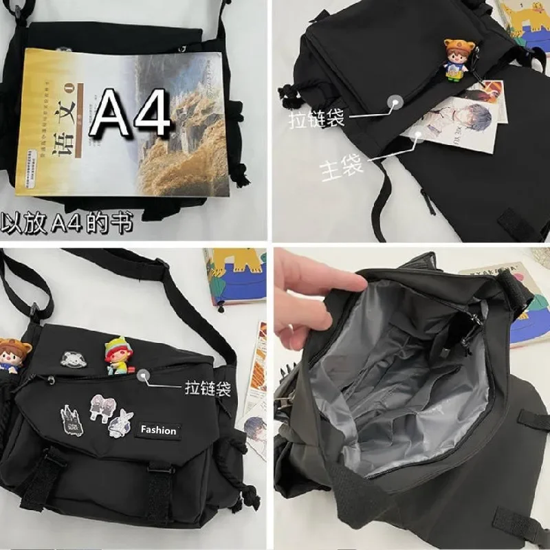 Youth Fashion Nylon Crossbody Bags for Women Handbags Shoulder Bag Large Capacity Solid Canvas Messenger Bag Girls School Bags