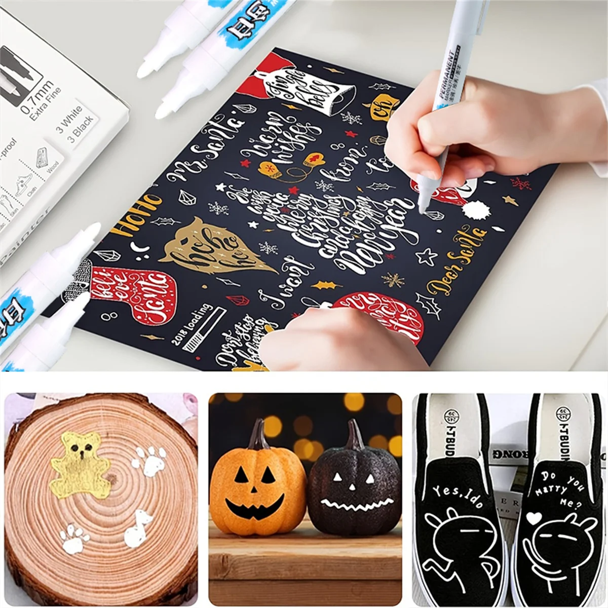3/6/12PCS 2.5mm Waterproof White Marker Pen Paint Tread Environmental Pens Car Tire Painting Graffti Stationery School Supplies