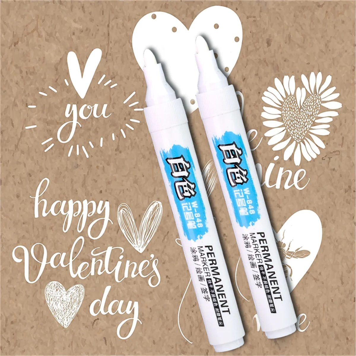 3/6/12PCS 2.5mm Waterproof White Marker Pen Paint Tread Environmental Pens Car Tire Painting Graffti Stationery School Supplies