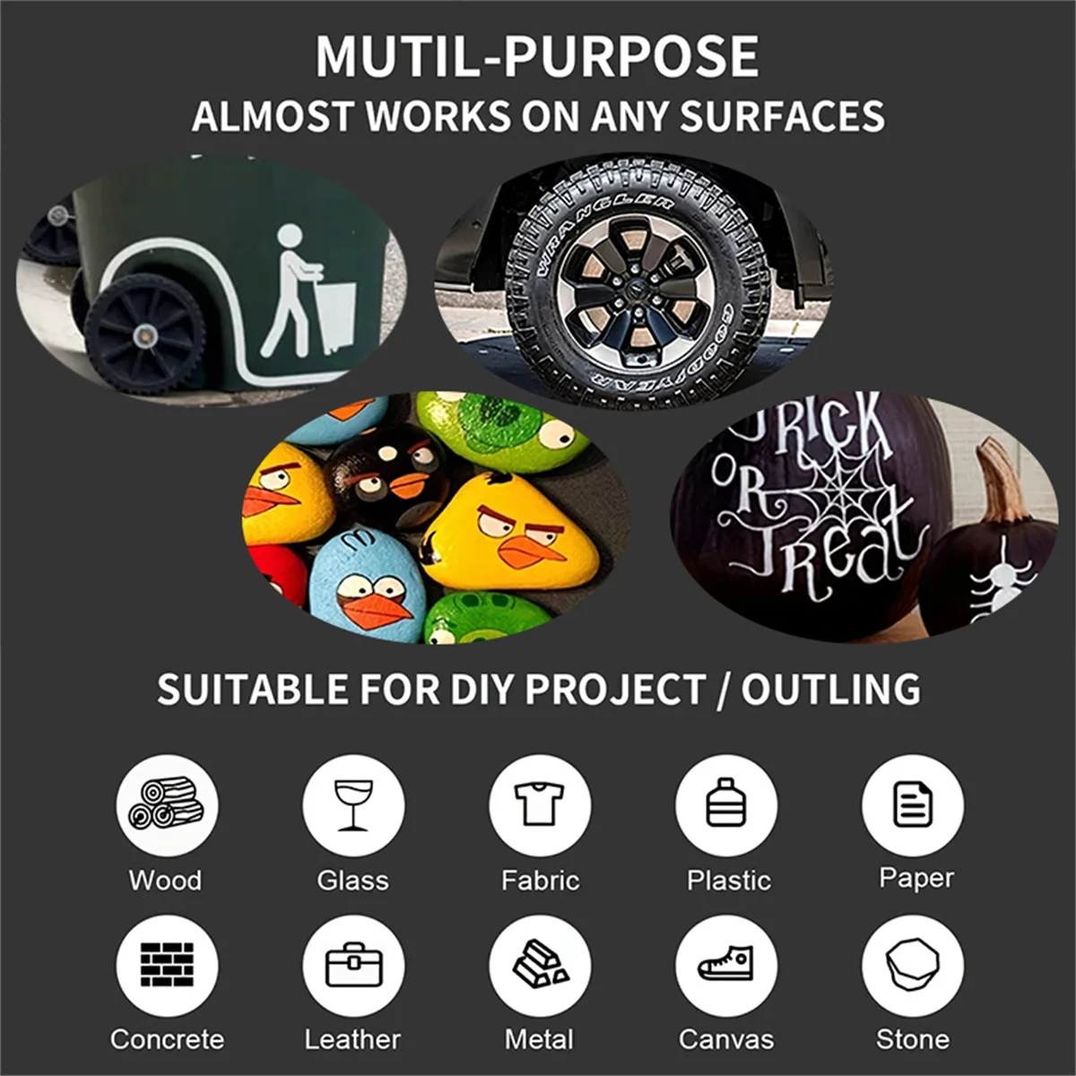 3/6/12PCS 2.5mm Waterproof White Marker Pen Paint Tread Environmental Pens Car Tire Painting Graffti Stationery School Supplies
