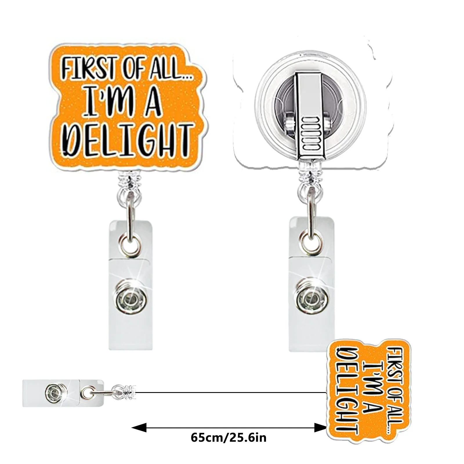 Glitter Acrylic Medicine Bottle Nurse Badge Reel Retractable ID Badge Holder With 360 Rotating Alligator Clip Name Holder