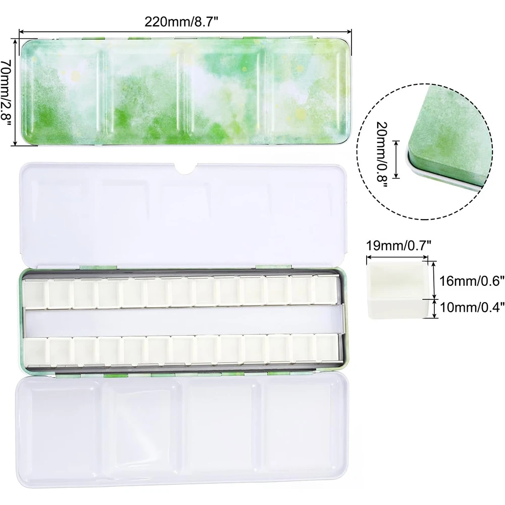 Empty Watercolor Palette, Metal Watercolor Tin with 26pcs Half Pans Paint Case with Lid Paint Box for Travel Gouache Oil Paintin
