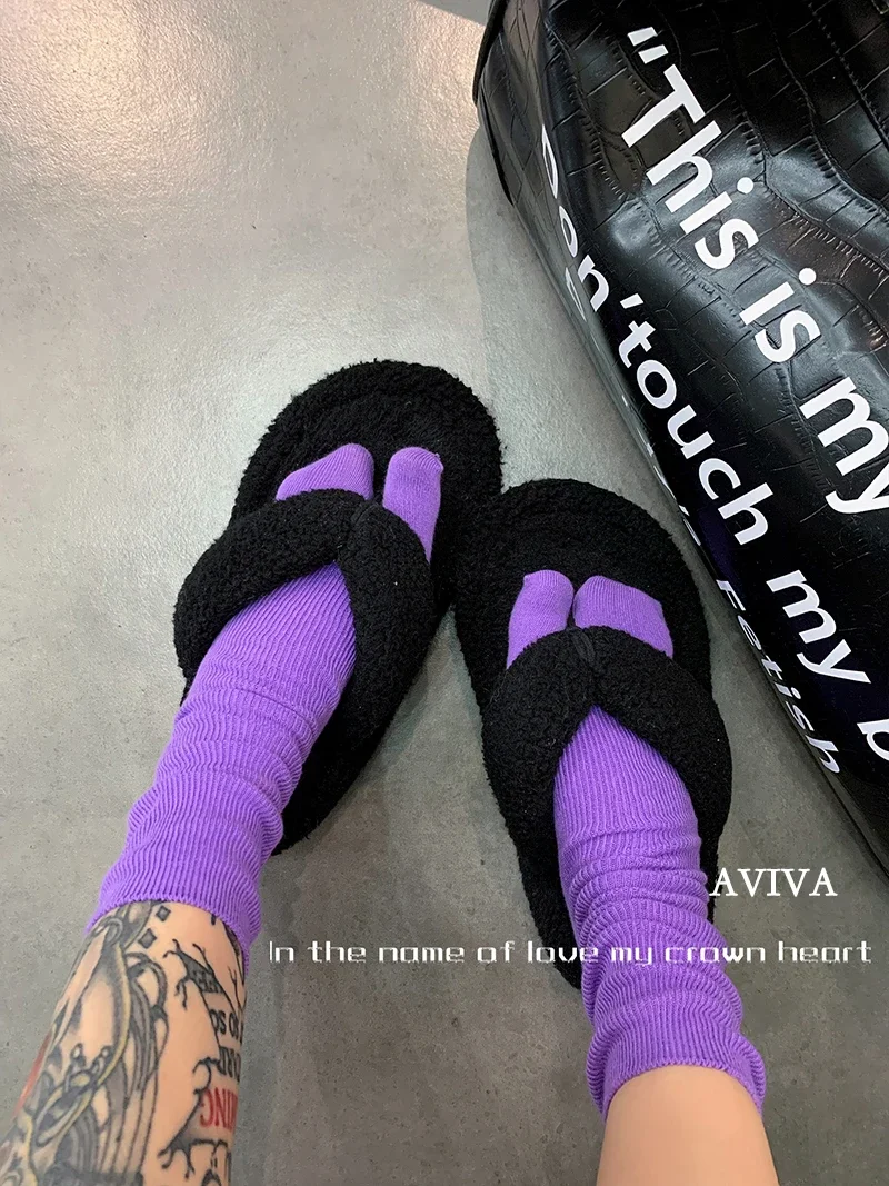 Combed Cotton Split Toe Man Woman Socks Solid Color Small Stripe Comfortable Soft Two-Toed Japanese Harajuku Women's Tabi Sox
