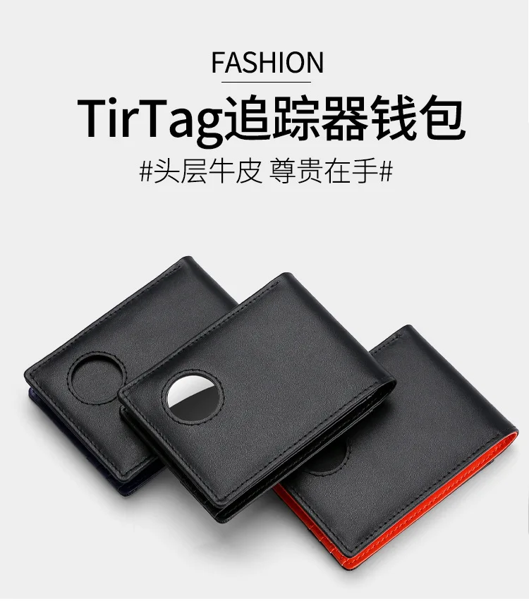 Airtag Business Genuine Cow Leather Men Bifold Thin Wallet RFID Blocking Credit Bank Card Holder with ID Window Male Purse Black
