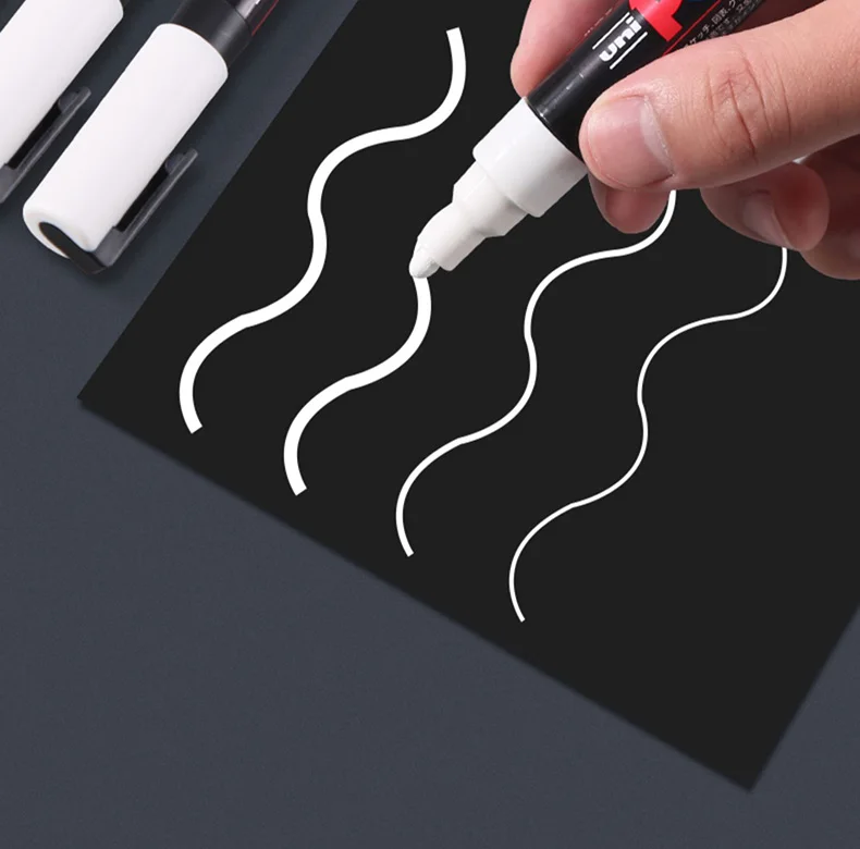 Posca White Marker Brush, Permanent Waterproof Non-fading High Gloss Mark Pens-Rock Art/Fabric Paint/Shoe Graffiti/Poster Making