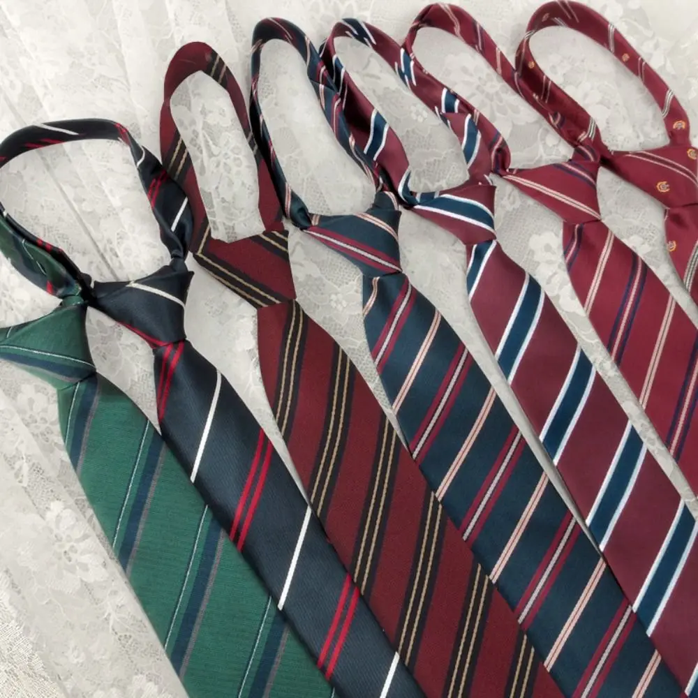 Polyester JK Necktie Simple Plaid Neckwear Striped Neck Tie Clothes Accessories Cravat Uniform Bow Tie Women Men