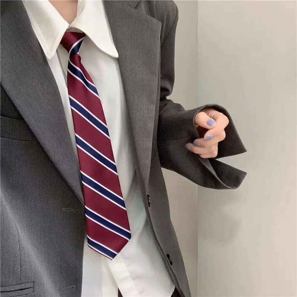 Polyester JK Necktie Simple Plaid Neckwear Striped Neck Tie Clothes Accessories Cravat Uniform Bow Tie Women Men