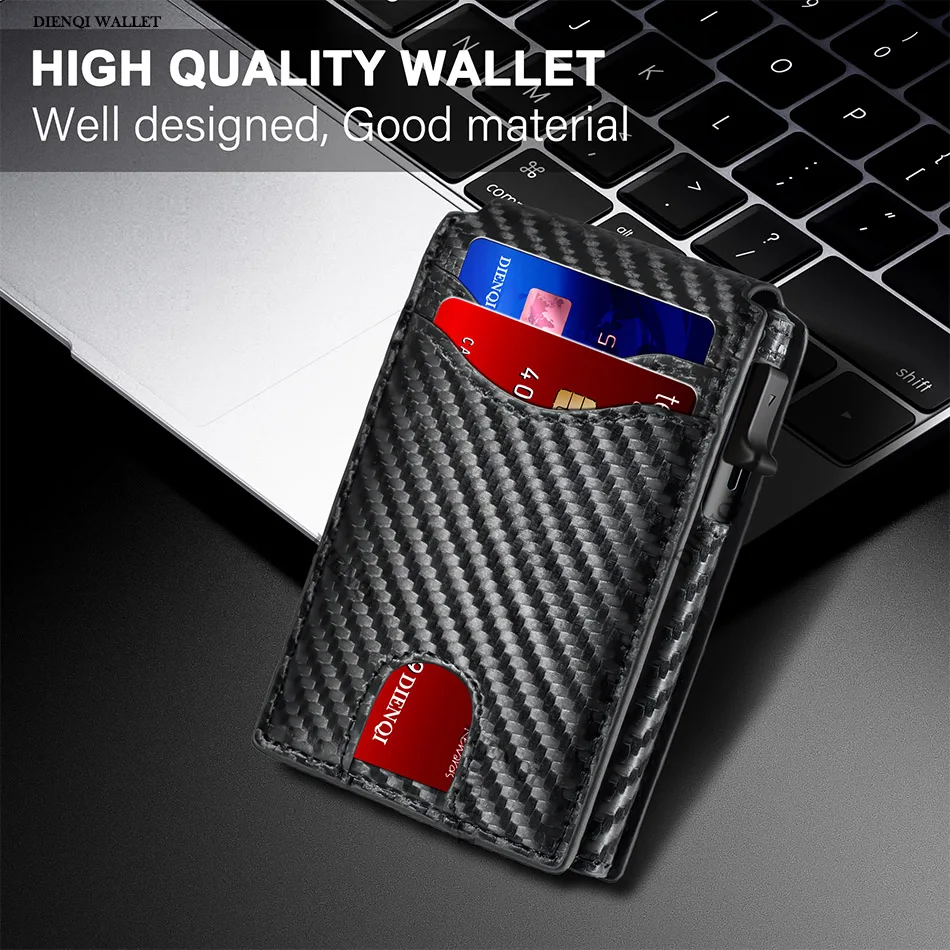 Carbon Fiber Rfid Credit Card Holder Men Wallets Anti Theft Slim Thin Wallet Luxury Cardholder Minimalist Wallet Purse Walet Bag
