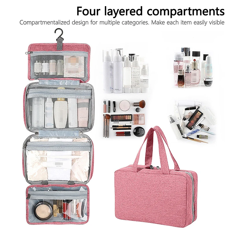 Waterproof Hanging Hook Toiletry Bag Large Folding Handbag Travel Makeup Cosmetic Razor Storage Organizer Case Bathroom Supplies