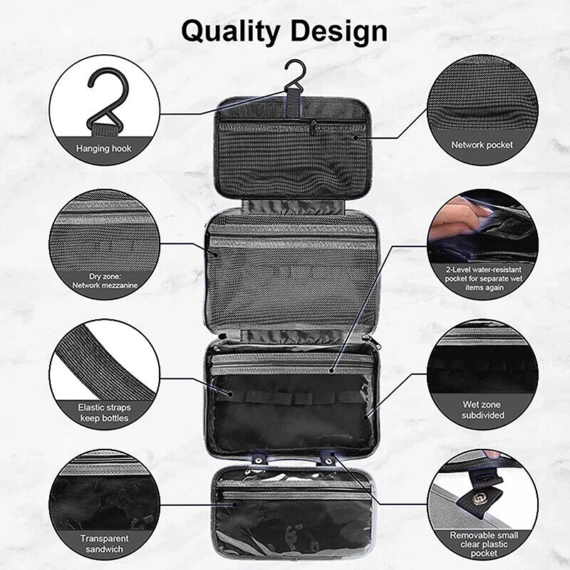 Waterproof Hanging Hook Toiletry Bag Large Folding Handbag Travel Makeup Cosmetic Razor Storage Organizer Case Bathroom Supplies