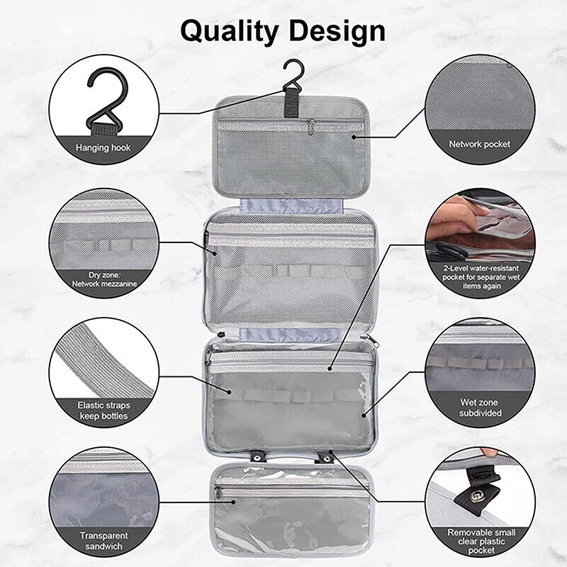 Waterproof Hanging Hook Toiletry Bag Large Folding Handbag Travel Makeup Cosmetic Razor Storage Organizer Case Bathroom Supplies