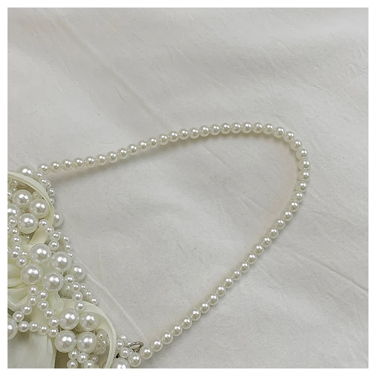 White Beading Bucket Shoulder and Crossbody Bags Exquisite Sense of Luxury Fresh Party Handbags for Women 2024 Fashion on Sale