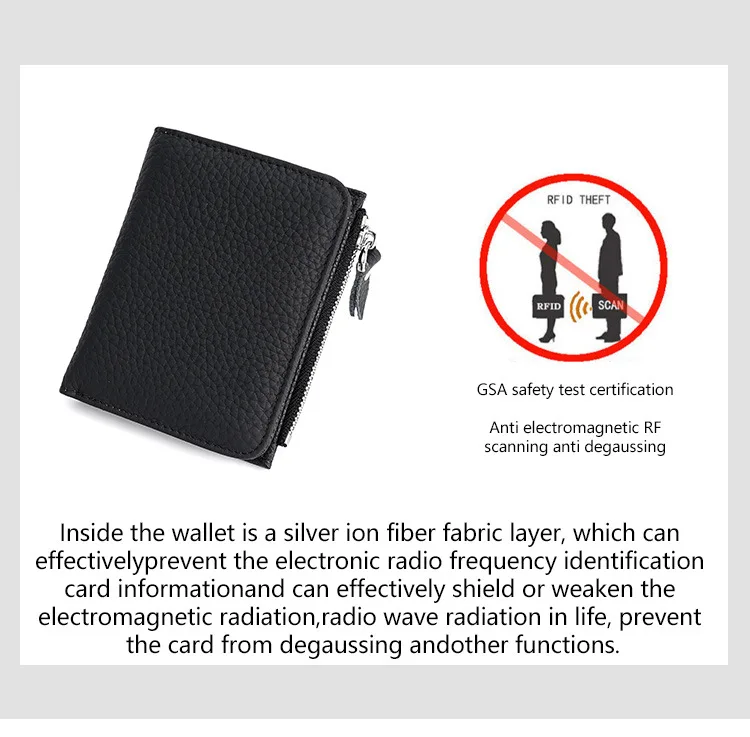 Genuine Leather Women Small Rfid Wallets with Zipper Coin Pocket Fashion Woman Short Bifold Money Purse Multi Card Holder Wallet