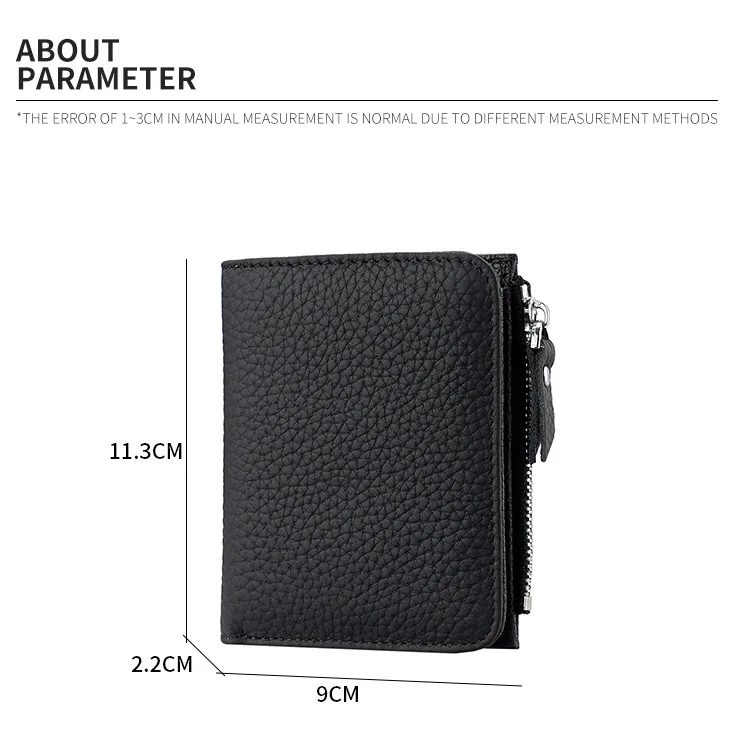 Genuine Leather Women Small Rfid Wallets with Zipper Coin Pocket Fashion Woman Short Bifold Money Purse Multi Card Holder Wallet