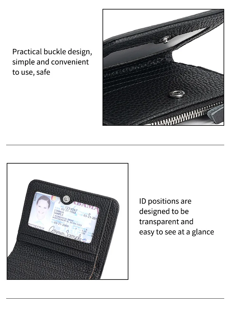 Genuine Leather Women Small Rfid Wallets with Zipper Coin Pocket Fashion Woman Short Bifold Money Purse Multi Card Holder Wallet