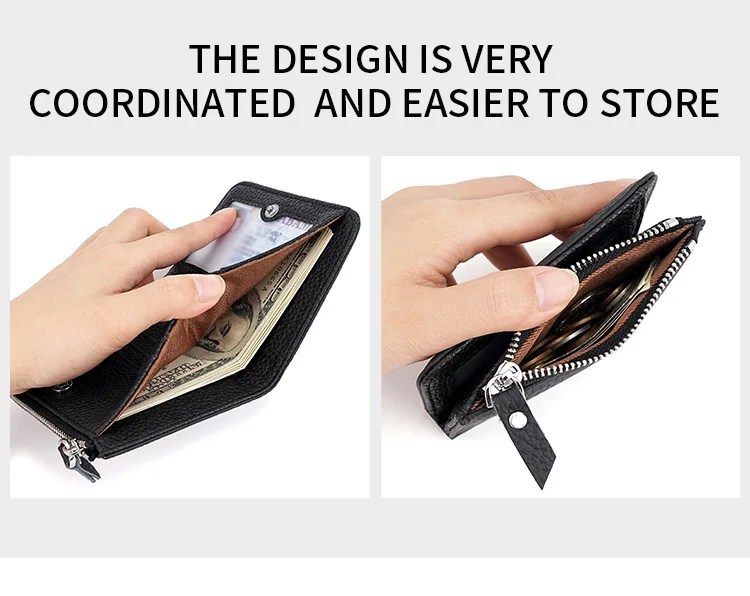 Genuine Leather Women Small Rfid Wallets with Zipper Coin Pocket Fashion Woman Short Bifold Money Purse Multi Card Holder Wallet
