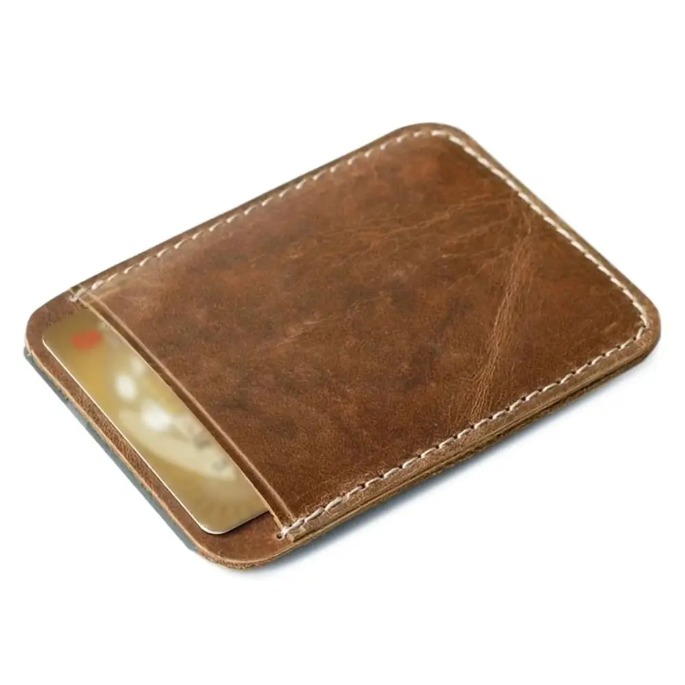 Fashion Thin Genuine Leather Money Clip Mini Wallet Men Credit Card Slot Slim Bills Metal Cash Clamp for Man Billfold Holder