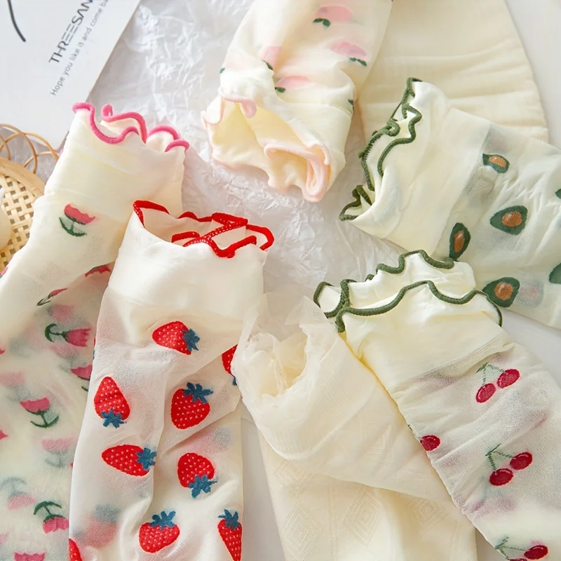 Randomly 5 pairs of socks mid length socks spring and summer thin lace socks cute breathable socks