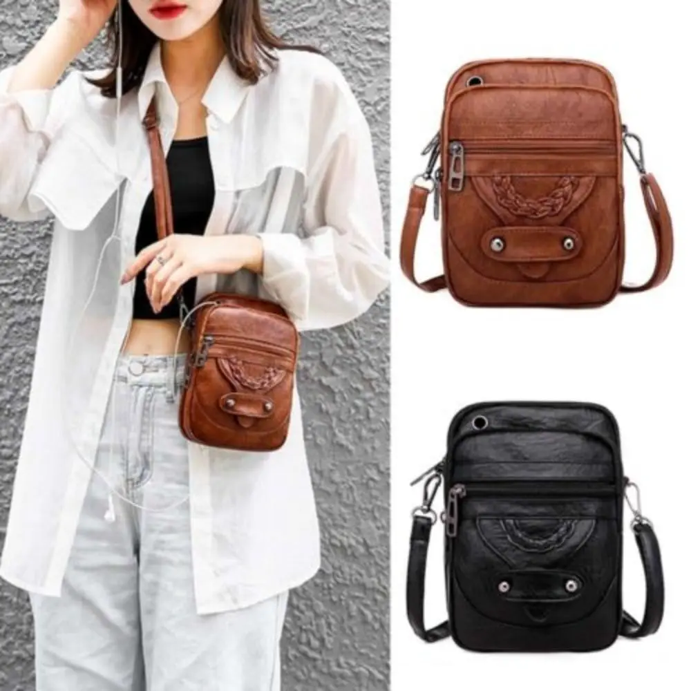 Multi-Functional Soft PU Leather Small Shoulder Bag for Women Vintage Crossbody Bag Cash Purse Cell Phone Bag