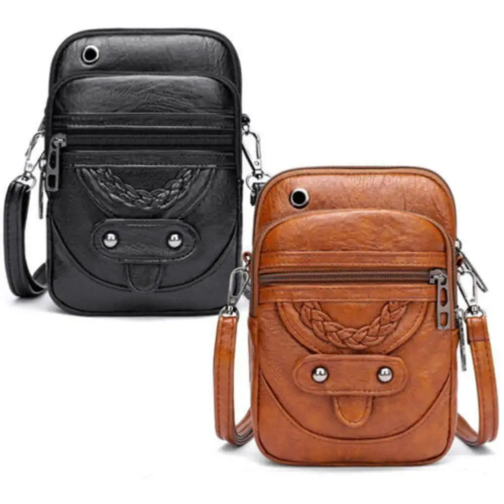 Multi-Functional Soft PU Leather Small Shoulder Bag for Women Vintage Crossbody Bag Cash Purse Cell Phone Bag