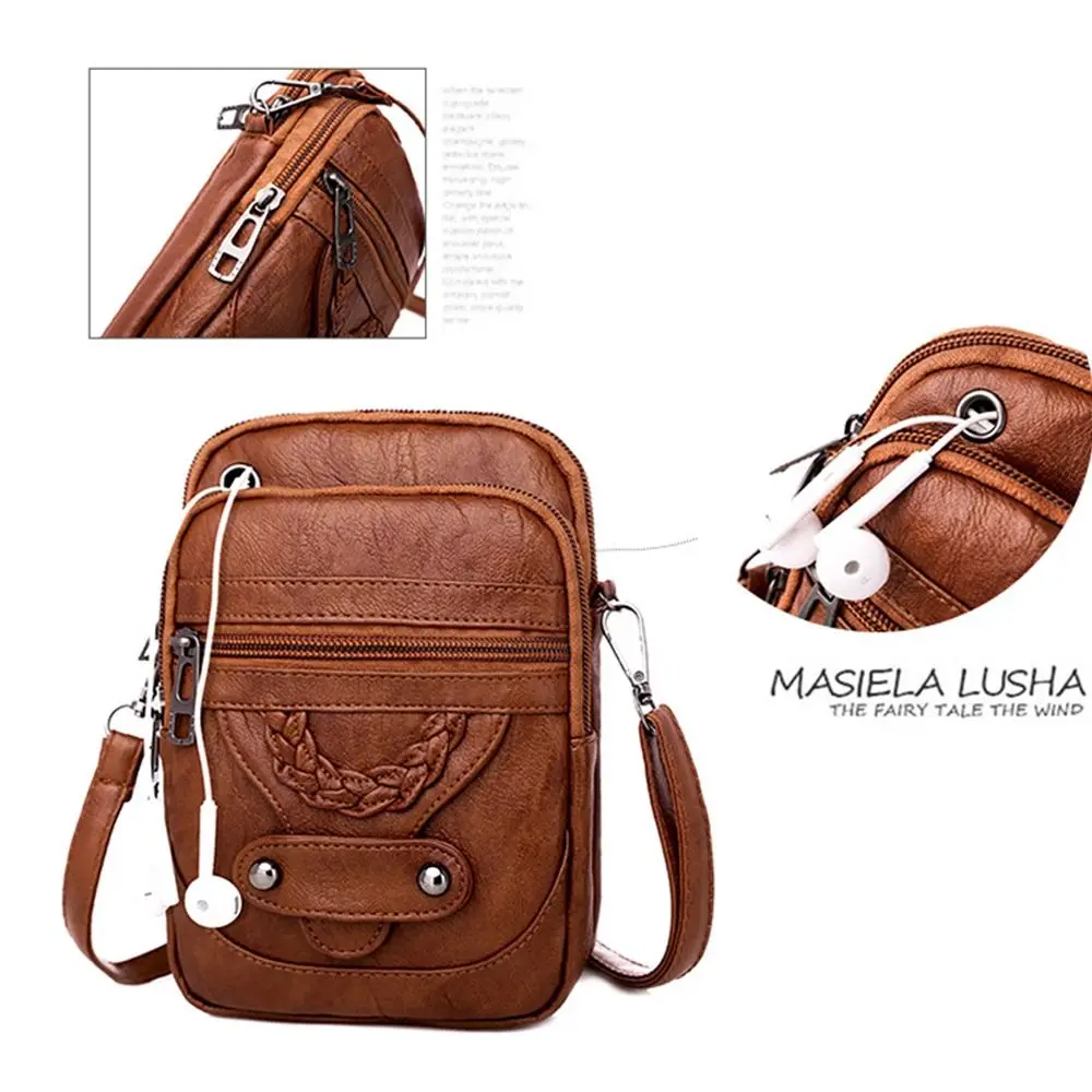 Multi-Functional Soft PU Leather Small Shoulder Bag for Women Vintage Crossbody Bag Cash Purse Cell Phone Bag