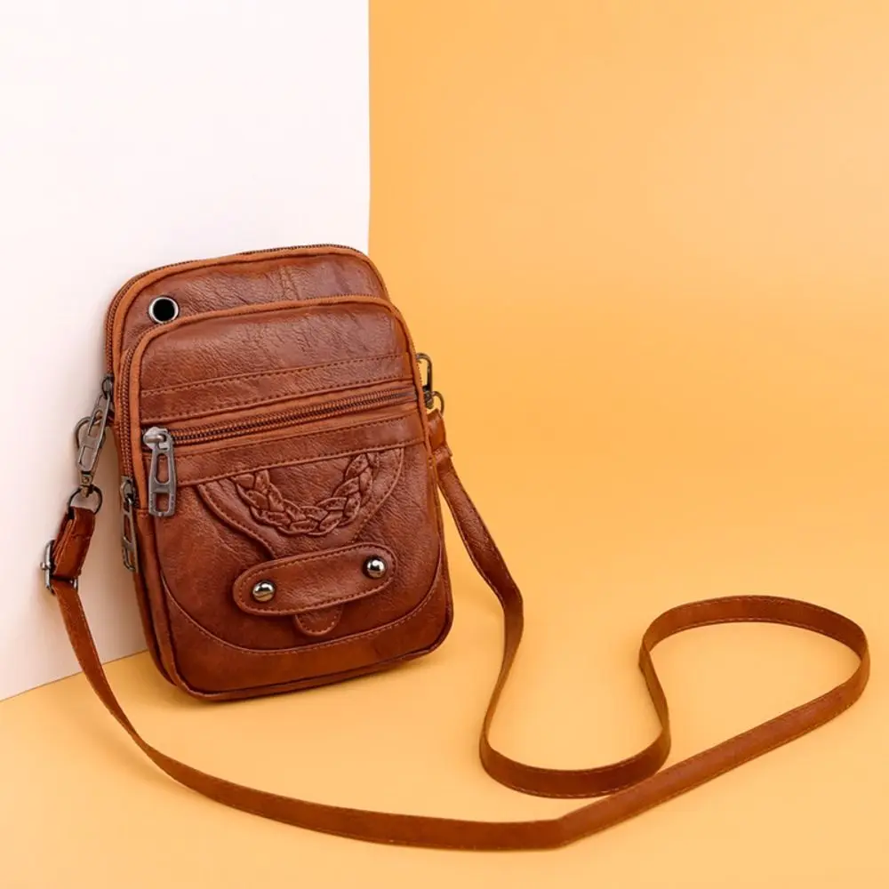Multi-Functional Soft PU Leather Small Shoulder Bag for Women Vintage Crossbody Bag Cash Purse Cell Phone Bag