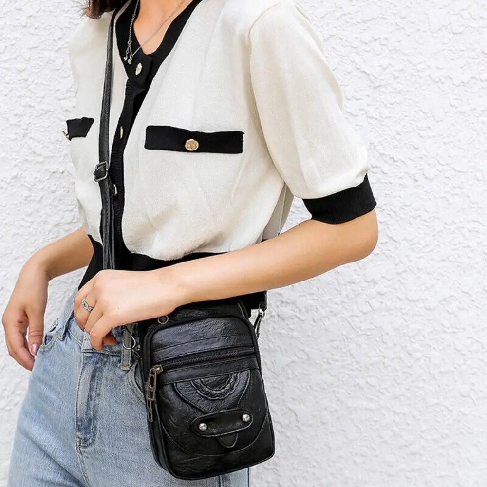 Multi-Functional Soft PU Leather Small Shoulder Bag for Women Vintage Crossbody Bag Cash Purse Cell Phone Bag
