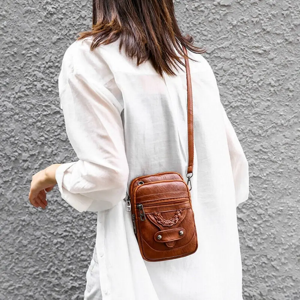 Multi-Functional Soft PU Leather Small Shoulder Bag for Women Vintage Crossbody Bag Cash Purse Cell Phone Bag