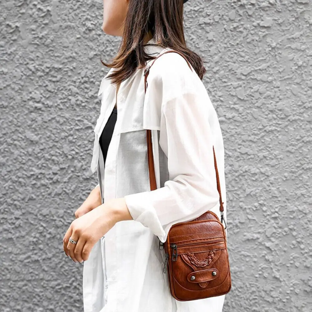 Multi-Functional Soft PU Leather Small Shoulder Bag for Women Vintage Crossbody Bag Cash Purse Cell Phone Bag