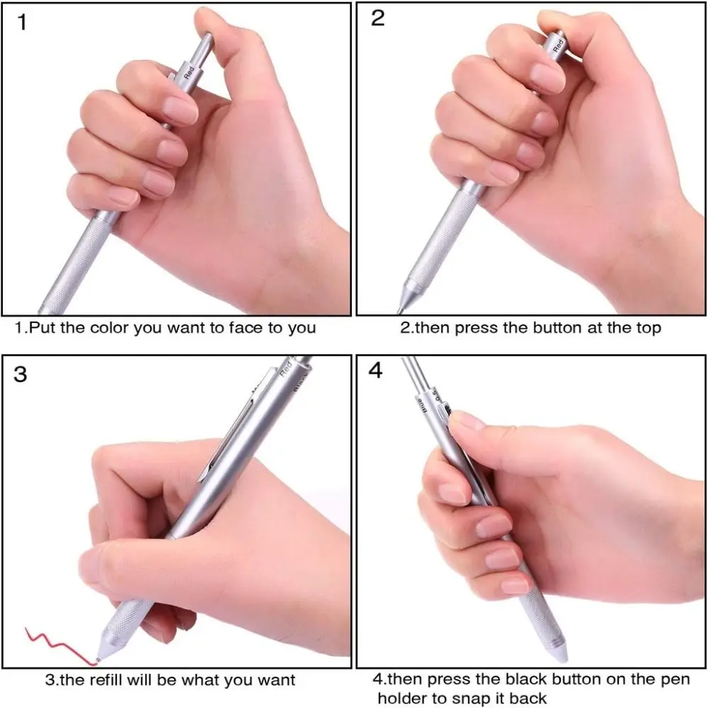 4 in 1 Multi-Function Metal Gravity Sensing Pen Students 3Colors Ballpoint Pen Mechanical Pencil Set Press Gel Pen Signature Pen