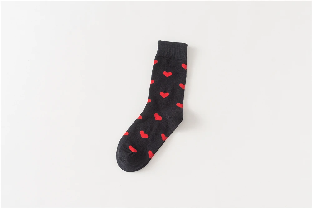 Women's Japanese Colorful Cartoon Mid Tube Socks Unisex Cute Funny Happy Heart Avocado Flamingo Red Lip Sokken Gift