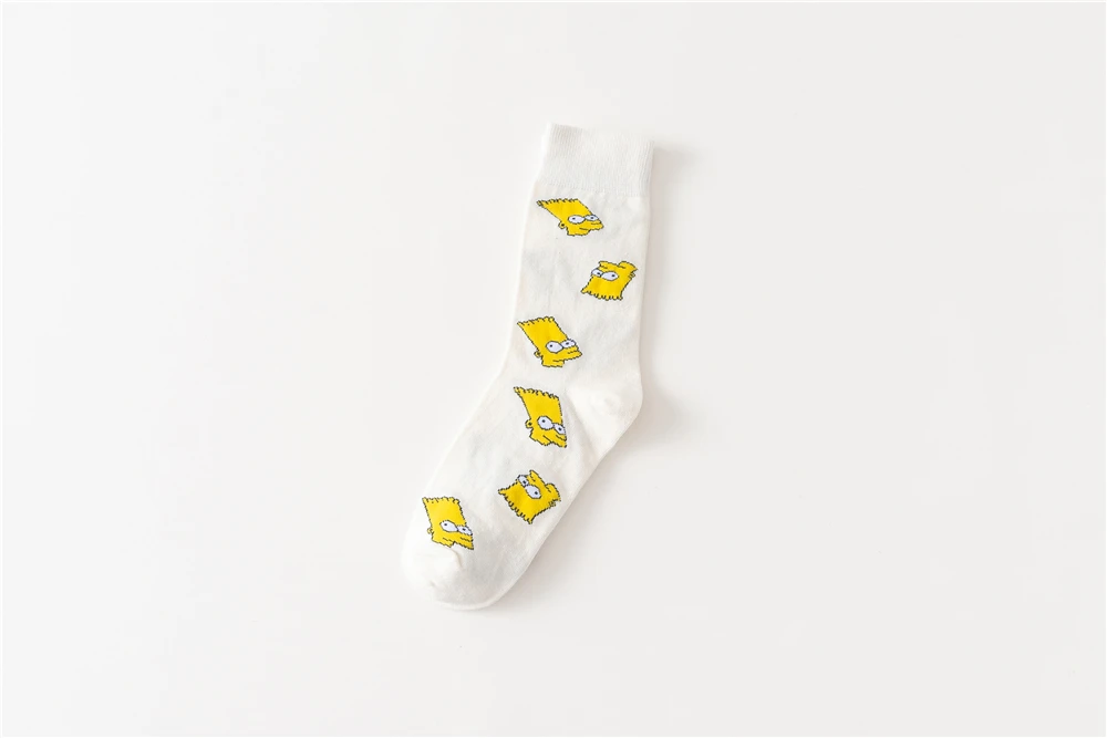 Women's Japanese Colorful Cartoon Mid Tube Socks Unisex Cute Funny Happy Heart Avocado Flamingo Red Lip Sokken Gift