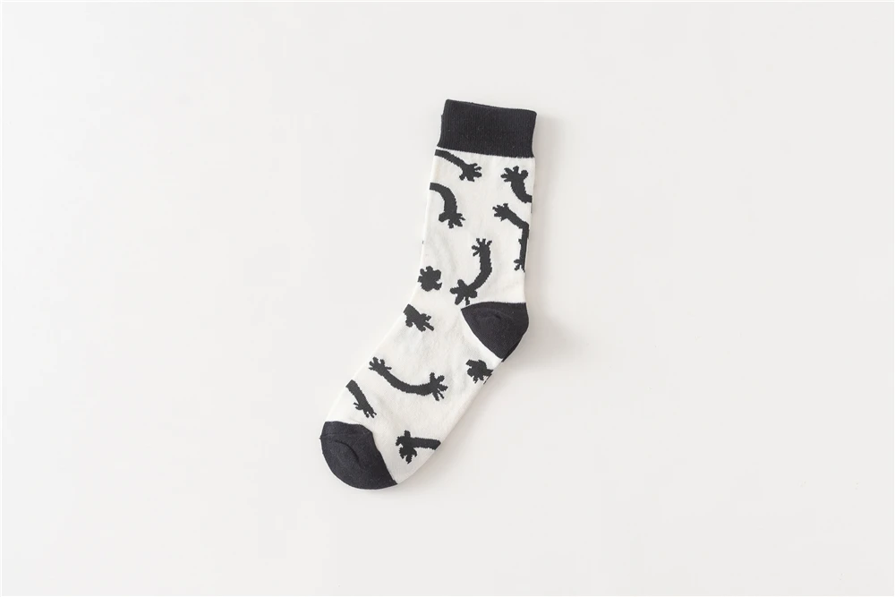 Women's Japanese Colorful Cartoon Mid Tube Socks Unisex Cute Funny Happy Heart Avocado Flamingo Red Lip Sokken Gift