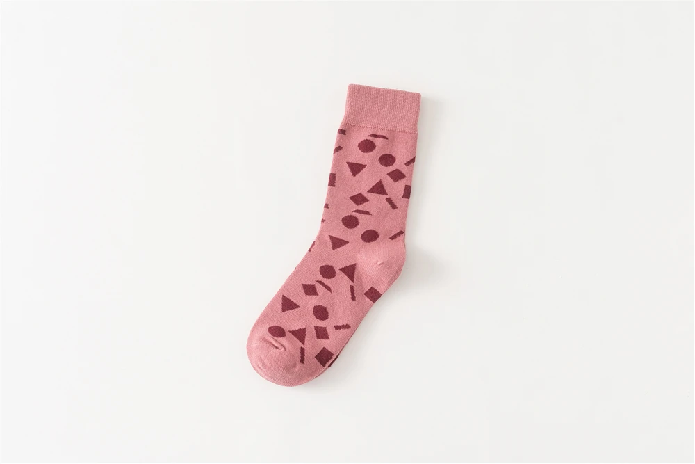 Women's Japanese Colorful Cartoon Mid Tube Socks Unisex Cute Funny Happy Heart Avocado Flamingo Red Lip Sokken Gift