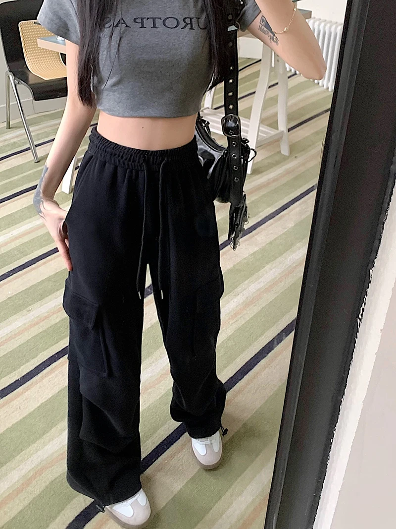 American Drawstring Design Cargo Pants Women Fashion Hip-hop Streetwear Woman Trousers New 2024 Summer All-match Cargo Pants