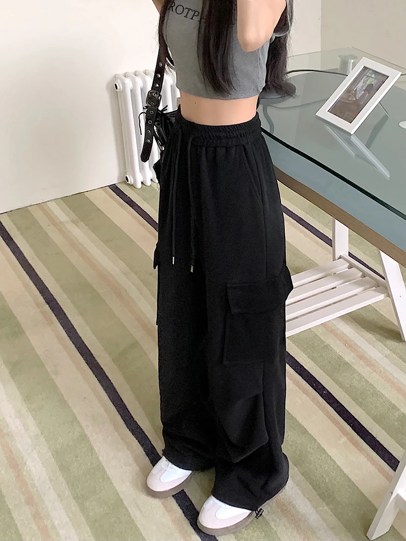 American Drawstring Design Cargo Pants Women Fashion Hip-hop Streetwear Woman Trousers New 2024 Summer All-match Cargo Pants