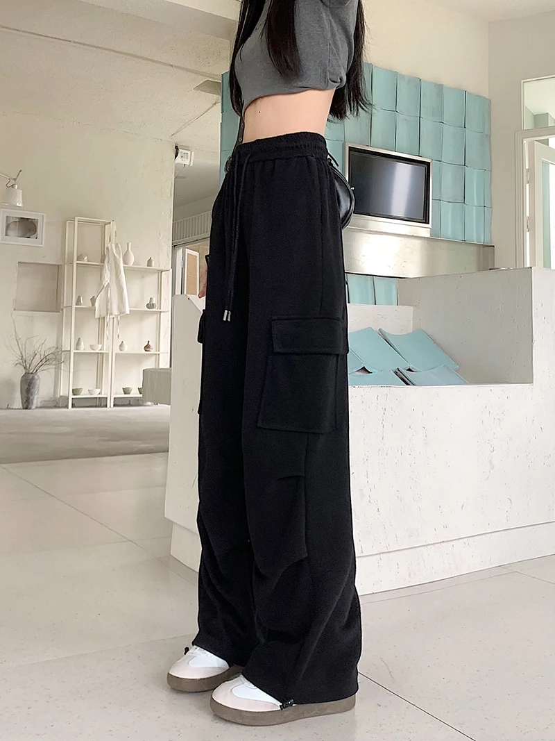 American Drawstring Design Cargo Pants Women Fashion Hip-hop Streetwear Woman Trousers New 2024 Summer All-match Cargo Pants