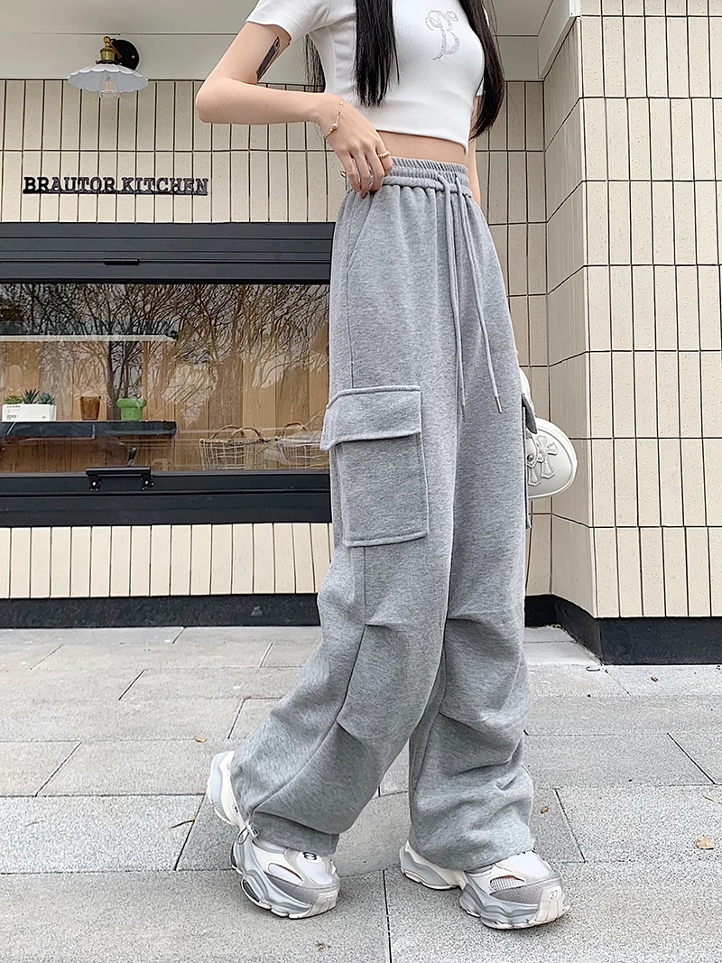 American Drawstring Design Cargo Pants Women Fashion Hip-hop Streetwear Woman Trousers New 2024 Summer All-match Cargo Pants