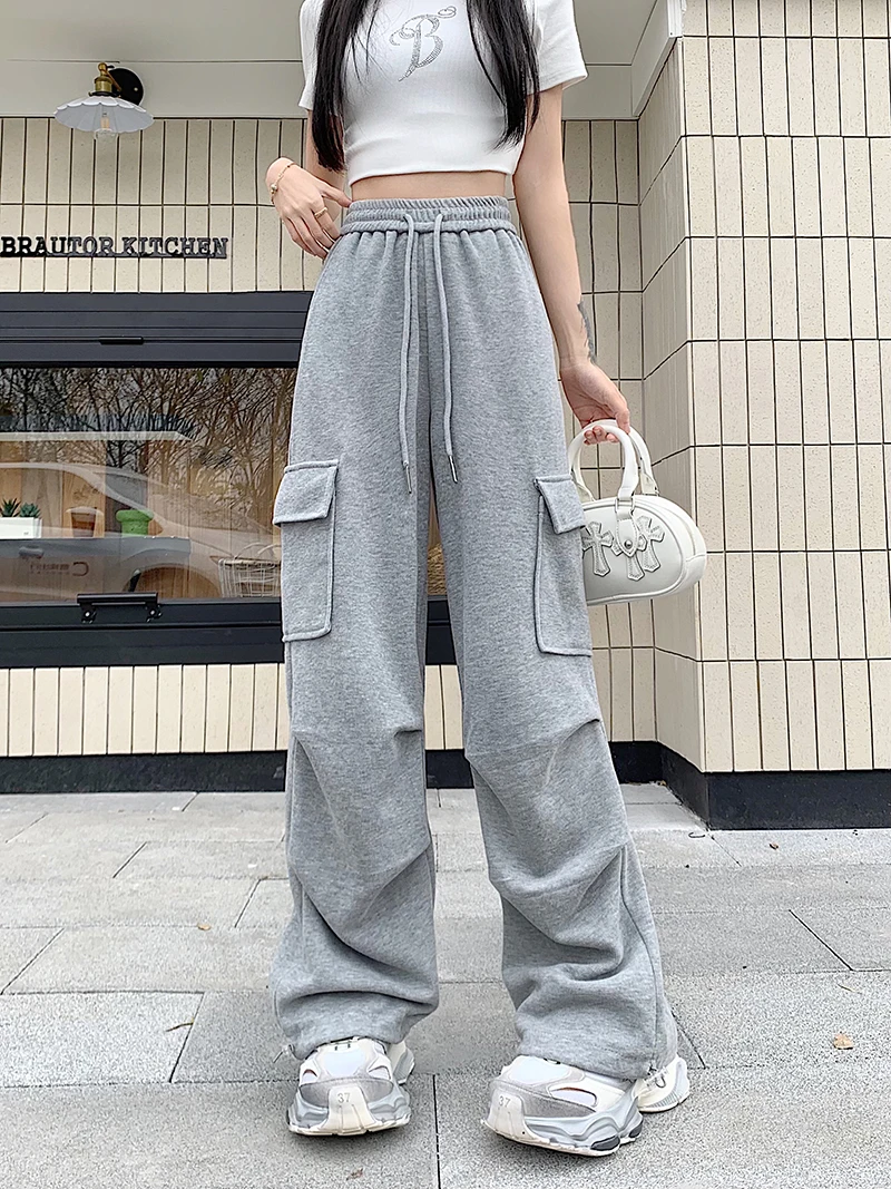 American Drawstring Design Cargo Pants Women Fashion Hip-hop Streetwear Woman Trousers New 2024 Summer All-match Cargo Pants