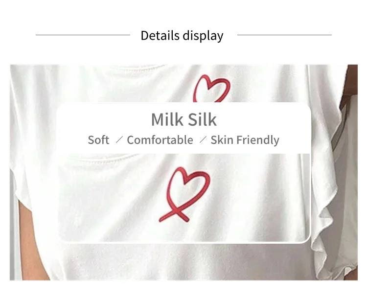Heart & Letter Printed Womens Pajama Pj Set Soft Short Sleeve Tops & Elastic Waist Pants Pyjama Pijama Femme Casual Home Clothes
